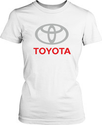 Футболка женская. Тойота. Логотип и надпись.