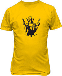 Рисунок футболки Дэдпул. С двумя пистолетами