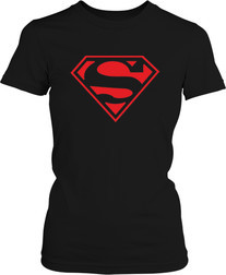Футболка женская. Superman красный логотип.