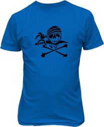 Рисунок футболки Череп пирата с ножом в зубах