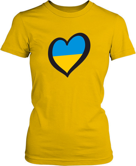 Рисунок футболки Сердце в виде желто-голубого флага