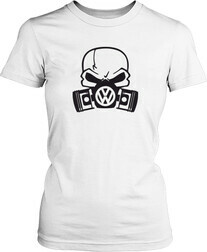 Футболка женская. Volkswagen. Логотип на противогазе.