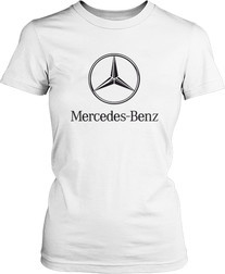 Футболка женская. Mercedes. Логотип с надписью.