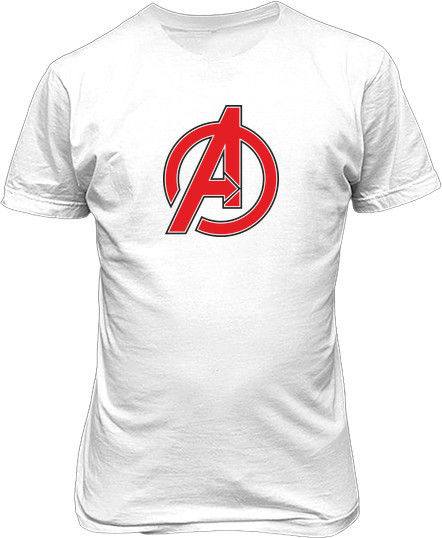 Рисунок футболки Мстители. Красный логотип