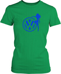 Футболка жіноча. Фольксваґен. Лого з дівчиною.