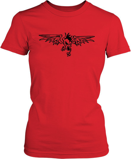 Рисунок футболки Череп с крыльями и на курьих лапах