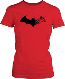 Футболка женская. Логотип Бэтмена с летучими мышами.