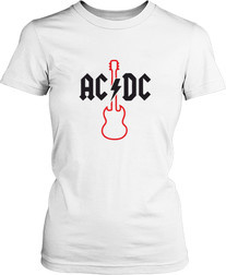 Футболка женская. AC DC. Логотип с гитарой.